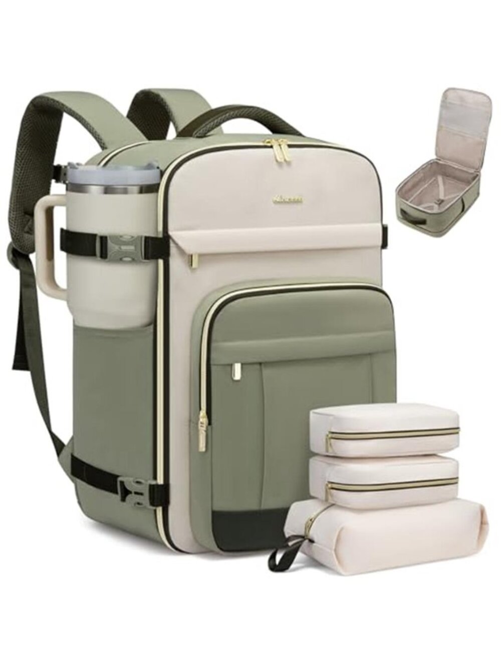 Carry On Travel Backpack 40L Personal Item Laptop Weekender With Packing Cubes